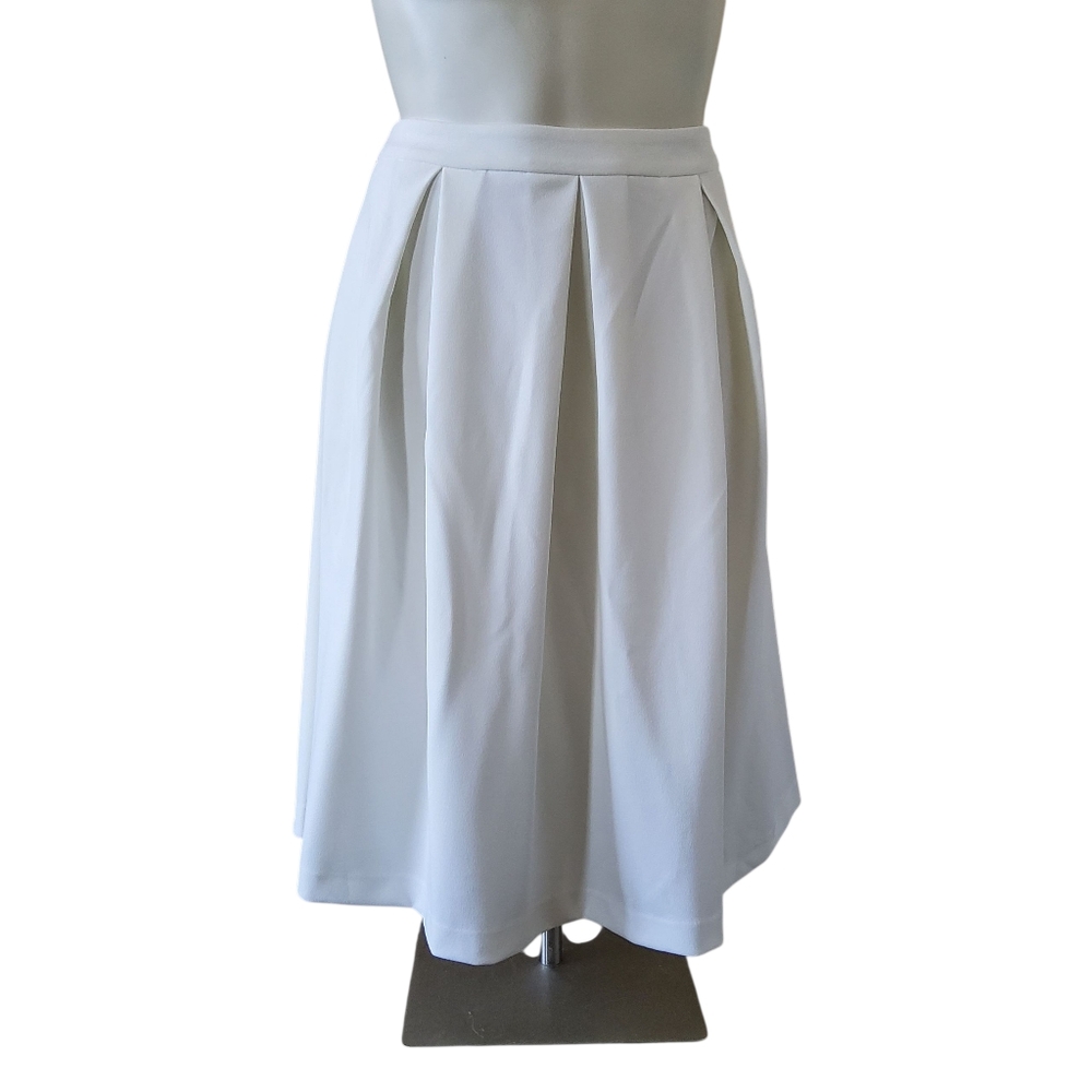 New Calvin Klein White Pleated A-Line Midi Skirt Size 16